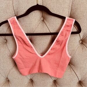 Anthropologie Modal Salmon Pink V neck bralette sports bra M/L